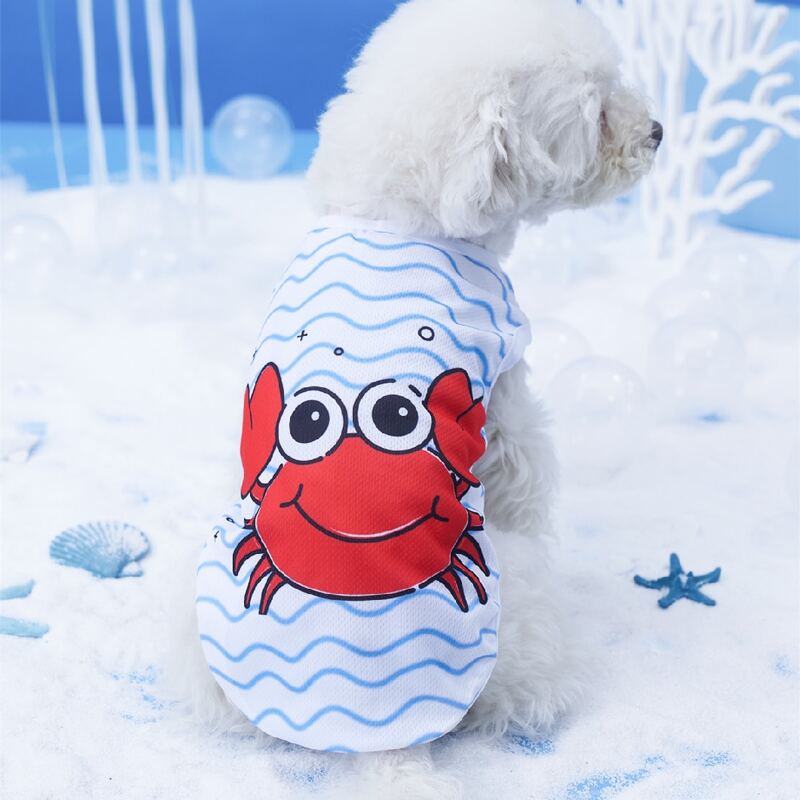 

Cartoon Crab Print Pet Tank Top, Multicolor