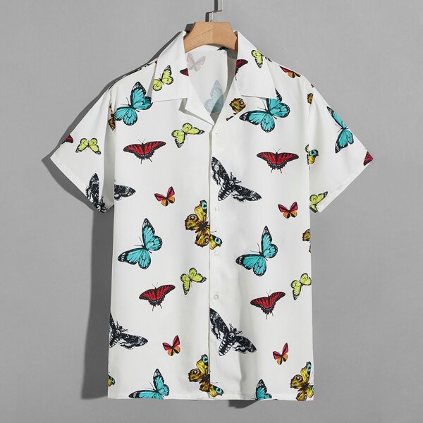 

Men Allover Butterfly Print Shirt, Multicolor
