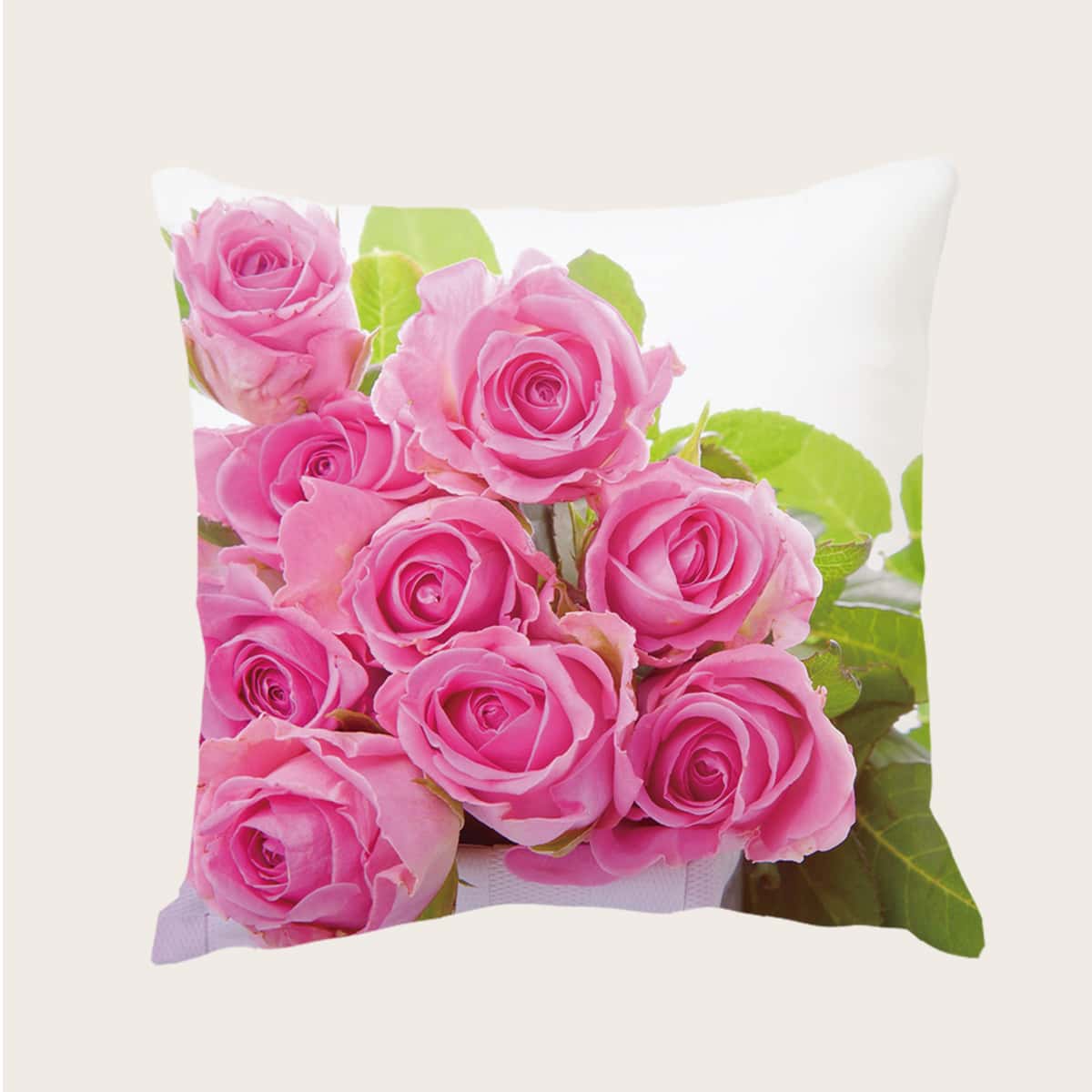 

Rose Print Cushion Cover Without Filler, Multicolor