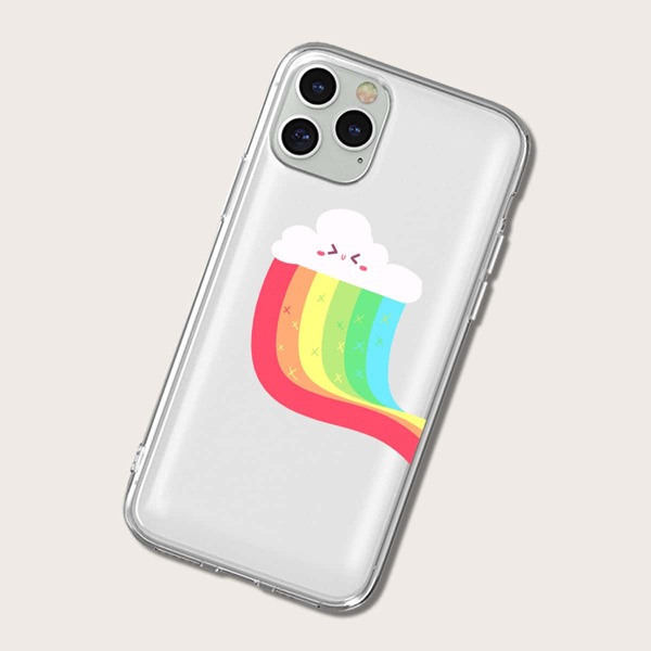 

Прозрачный чехол для iPhone с радужным рисунком, Многоцветный
