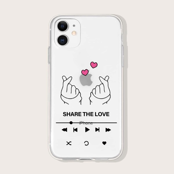 

Прозрачный чехол для iPhone с рисунком сердца