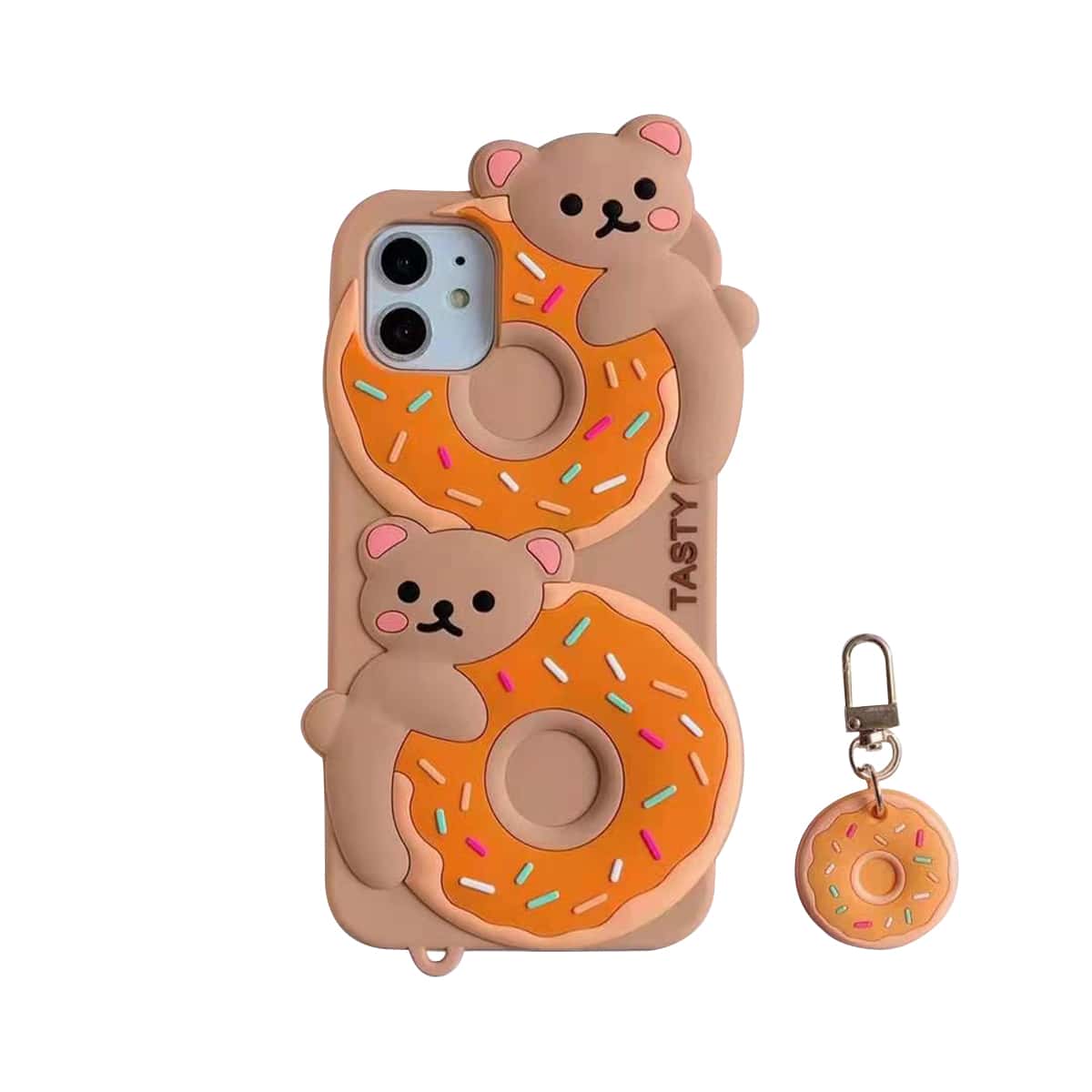 

Cartoon Bear & Donuts iPhone Case, Coffee brown