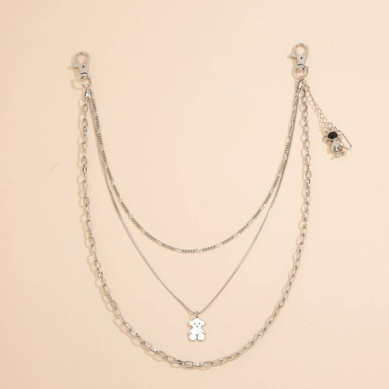 

Cartoon Bear & Astronaut Pants Chain, Silver