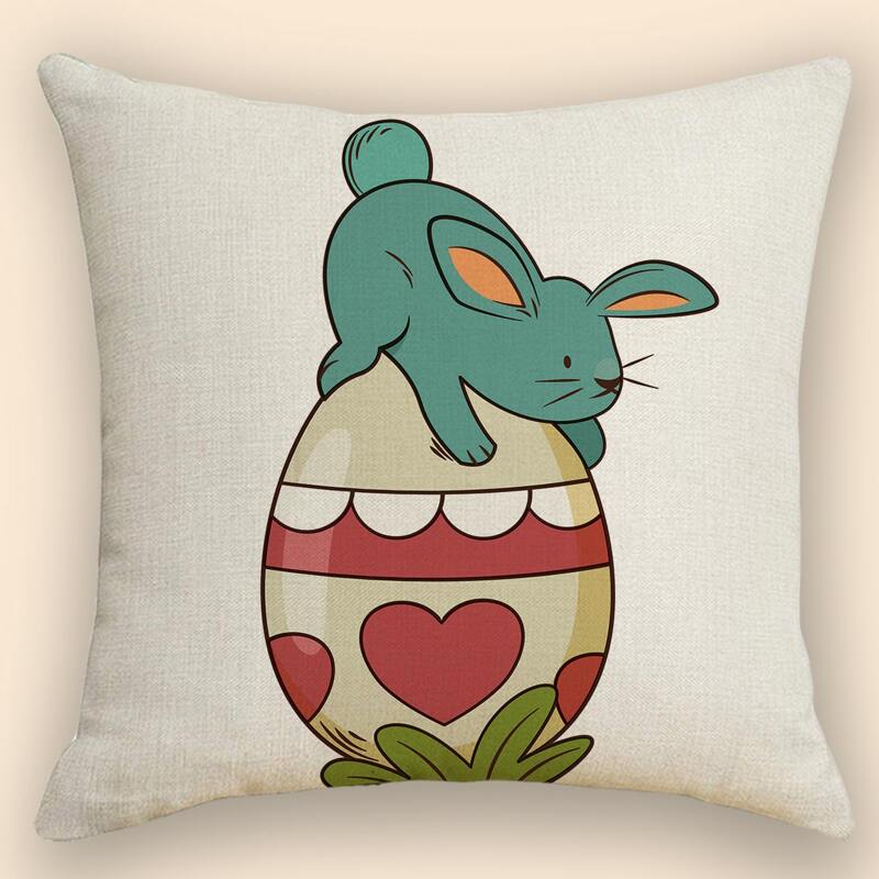 

Easter Cartoon Graphic Cushion Cover Without Filler, Multicolor