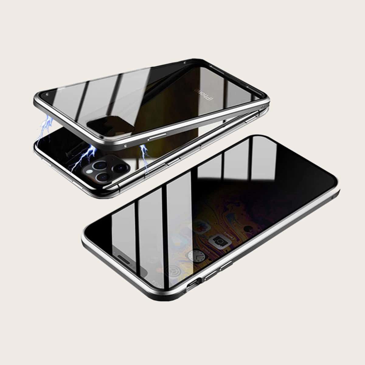 

Contrast Frame Privacy Magnetic iPhone Case, Silver