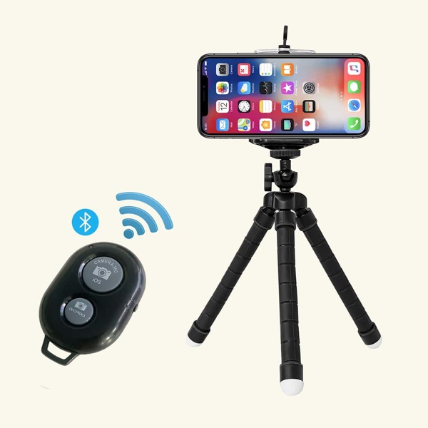 

Desktop Phone Tripod Holder With Remote Control, Black