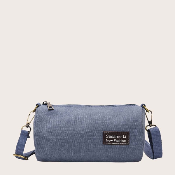 

Men Letter Patch Crossbody Bag, Blue