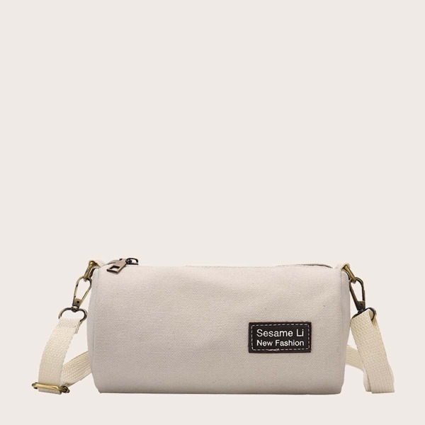

Men Letter Patch Crossbody Bag, Beige