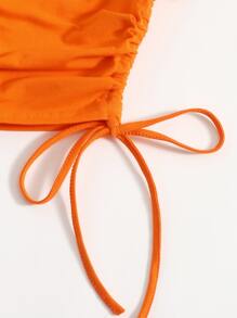 SHEIN EZwear Neon Orange Dragon Graphic Drawstring Side Tee - Orange - View 4