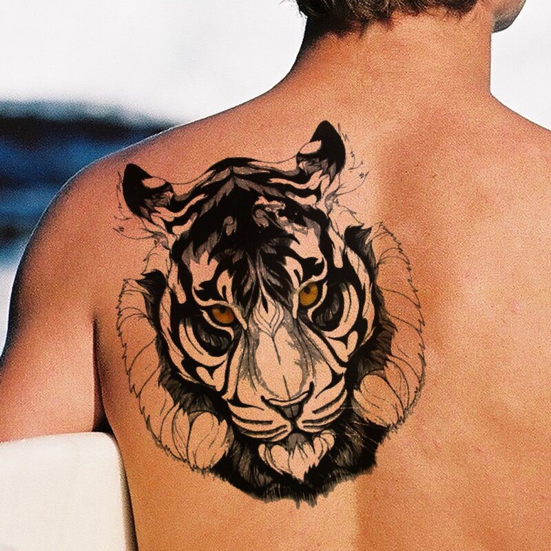 

1sheet Tiger Pattern Tattoo Sticker, Black