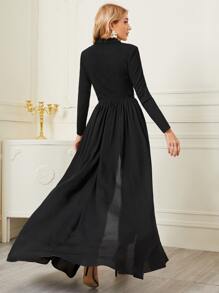 Seusyu 翻領素色襯衫連身長褲帶半身裙