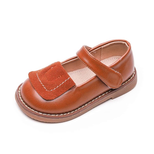 

Toddler Girls Velcro Strap Flats, Brown