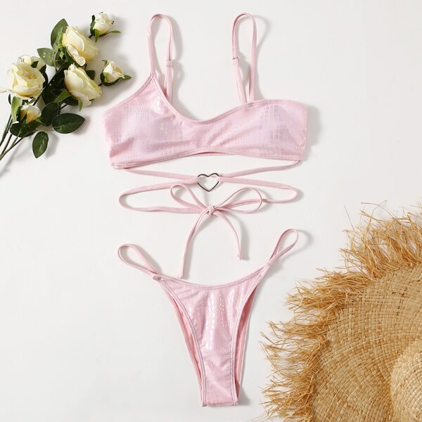 

Бикини крокодил с сердечком, Нежний розовый