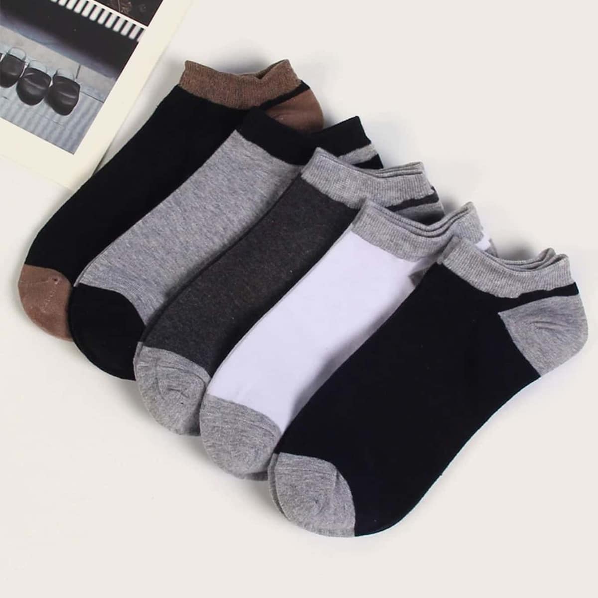 

Guys 5pairs Colorblock Ankle Socks, Multicolor