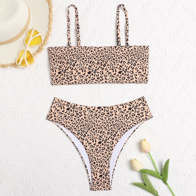 

Leopard Cami Bikini Swimsuit, Multicolor