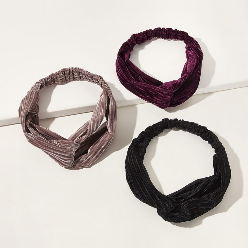 

3pcs Solid Hair Band, Multicolor