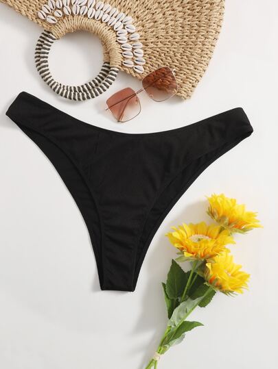 SHEIN Swim Summer Beach Plus Solid Bikini Panty
