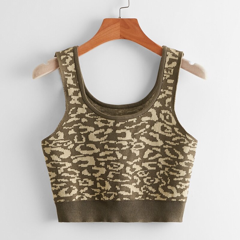 

Cow Pattern Tank Knit Top, Multicolor