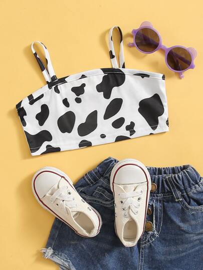 لباس علوي كامي كروب بطباعة بقرة للبنات الصغار