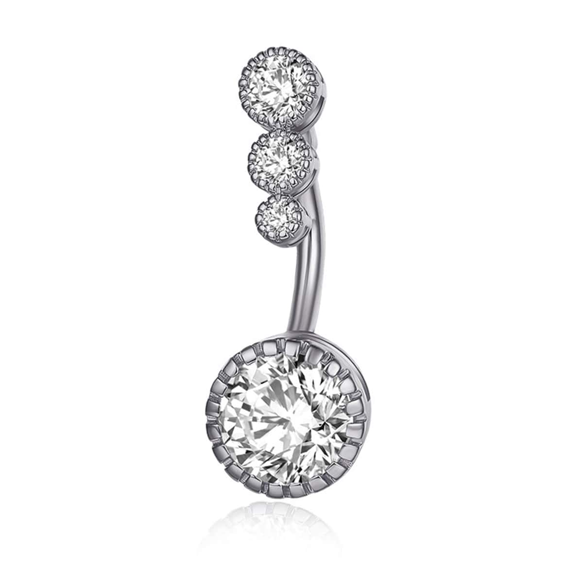 

1pc Rhinestone Belly Ring, Silver
