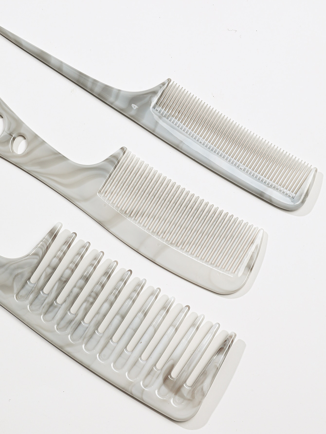 طقم 3 أمشاط شعر بنمط رخامي، فرش ومشاط متعددة الاست...