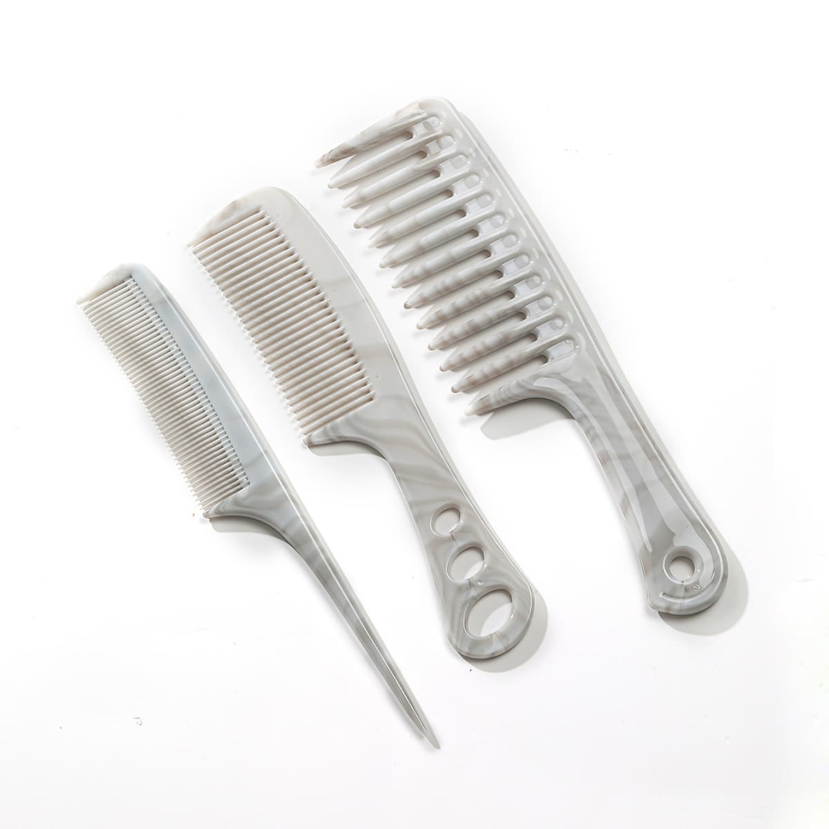 

3pcs Marble Pattern Hair Comb, Multicolor