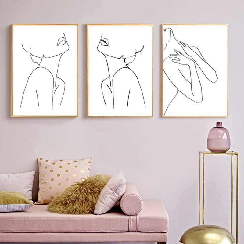 

3pcs Abstract Figure Graphic Unframed Painting, White