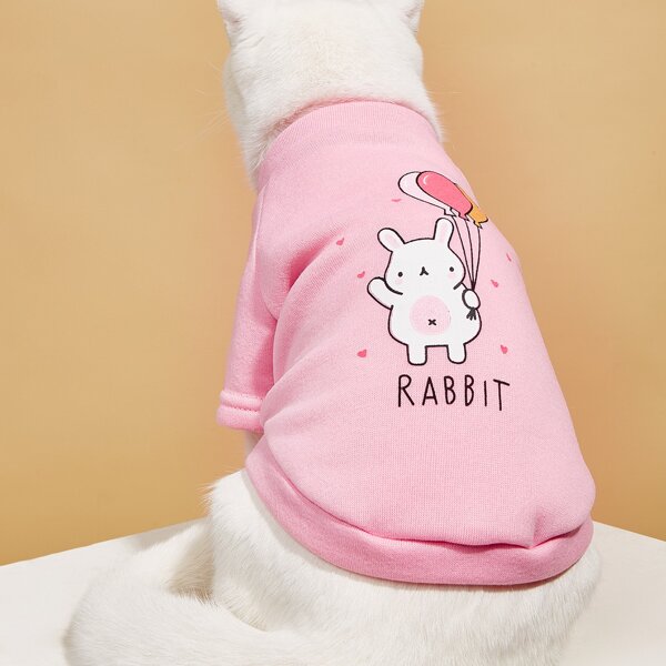 

Cartoon Graphic Pet Sweatshirt, Pink