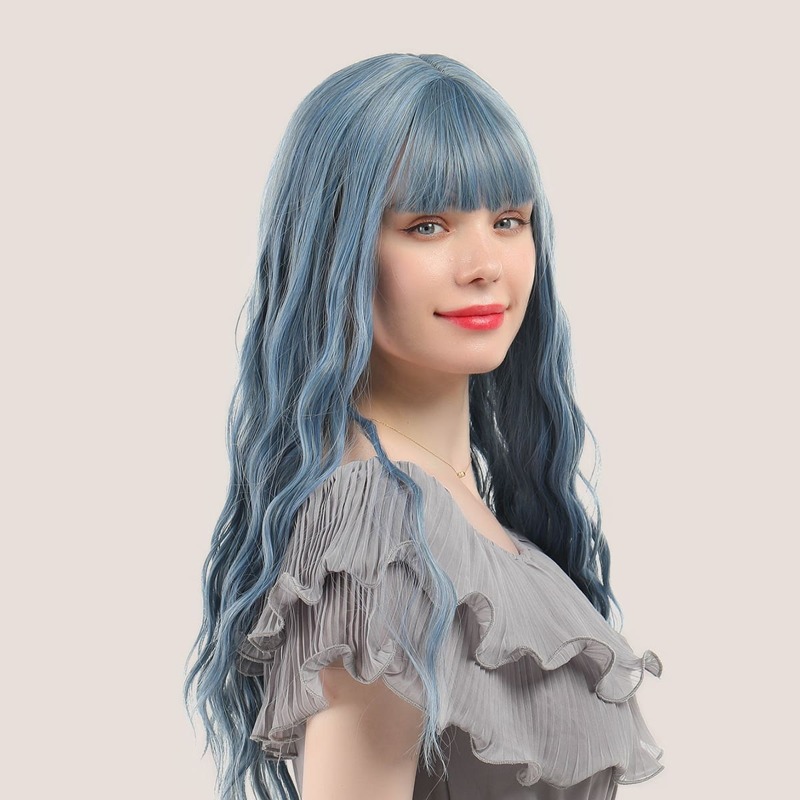 

Long Curly Wig With Bangs, Blue