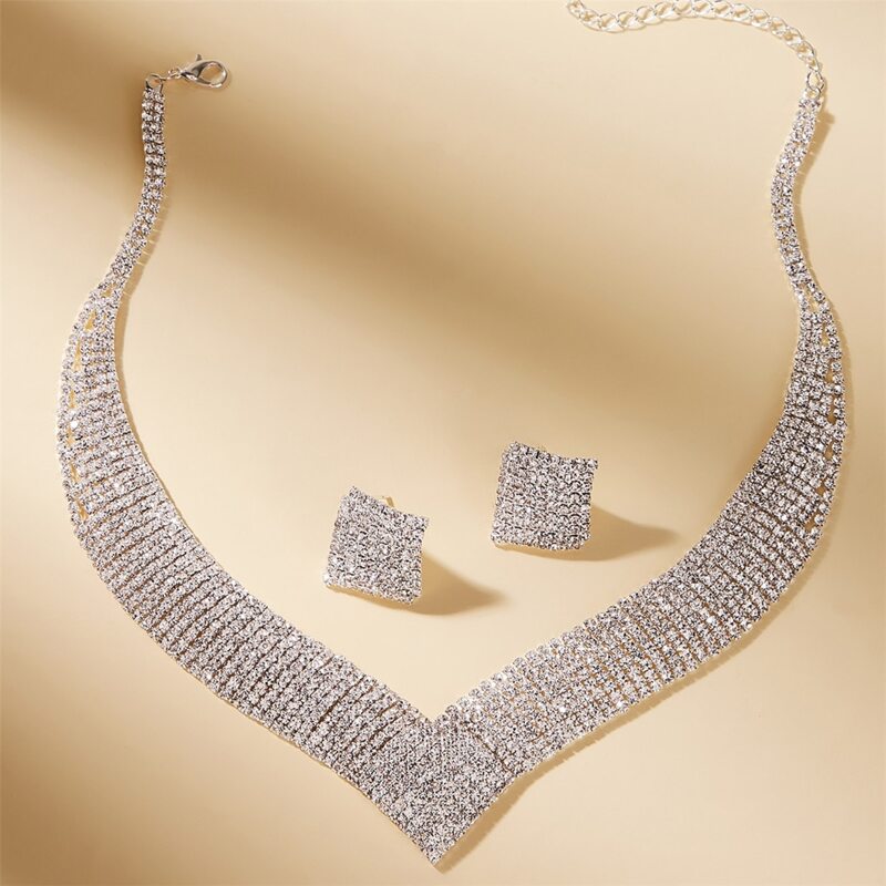 

3pcs Rhinestone Jewelry Set, Silver