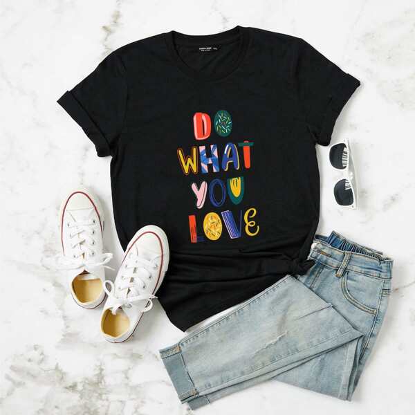 

Plus Slogan Graphic Tee, Black