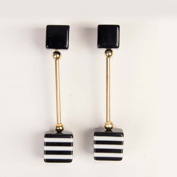 

Striped Geo Drop Earrings, Multicolor