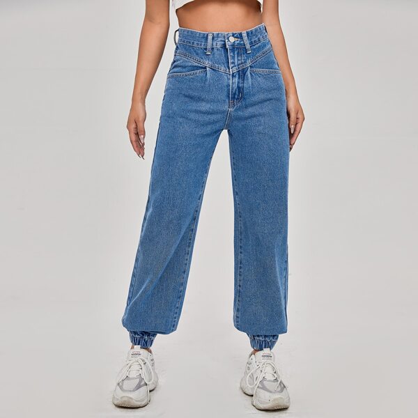 

High Waist Jogger Jeans, Medium wash