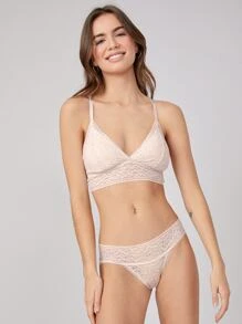 LUVLETTE Lingerie Low Rise Lace Bikini - Dusty Pink - View 3
