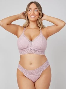 LUVLETTE Lingerie Low Rise Lace Bikini - Mauve Purple - View 3
