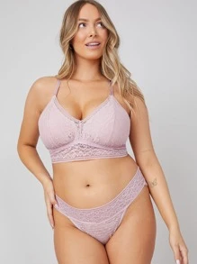 LUVLETTE Lingerie Low Rise Lace Bikini - Mauve Purple - View 4