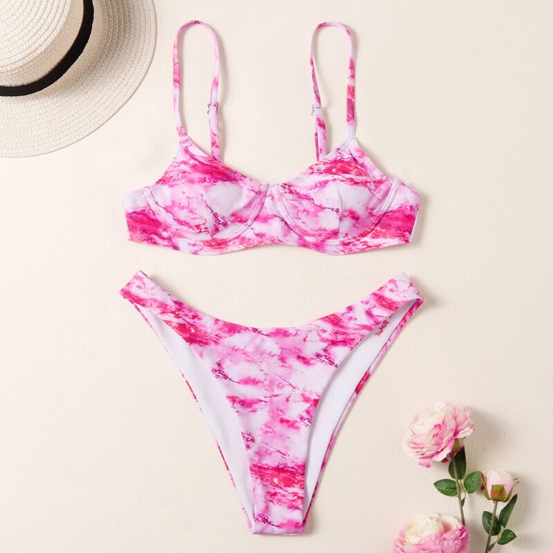 

Tie Dye Underwire Bikini Swimsuit, Pink
