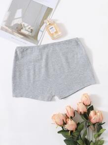 SHEIN EZwear 彈性腰素色機車短褲 - 淺灰色 - 查看 1