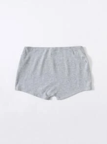 SHEIN EZwear 彈性腰素色機車短褲 - 淺灰色 - 查看 2