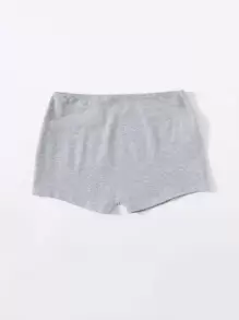 SHEIN EZwear 彈性腰素色機車短褲 - 淺灰色 - 查看 3