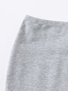 SHEIN EZwear 彈性腰素色機車短褲 - 淺灰色 - 查看 4