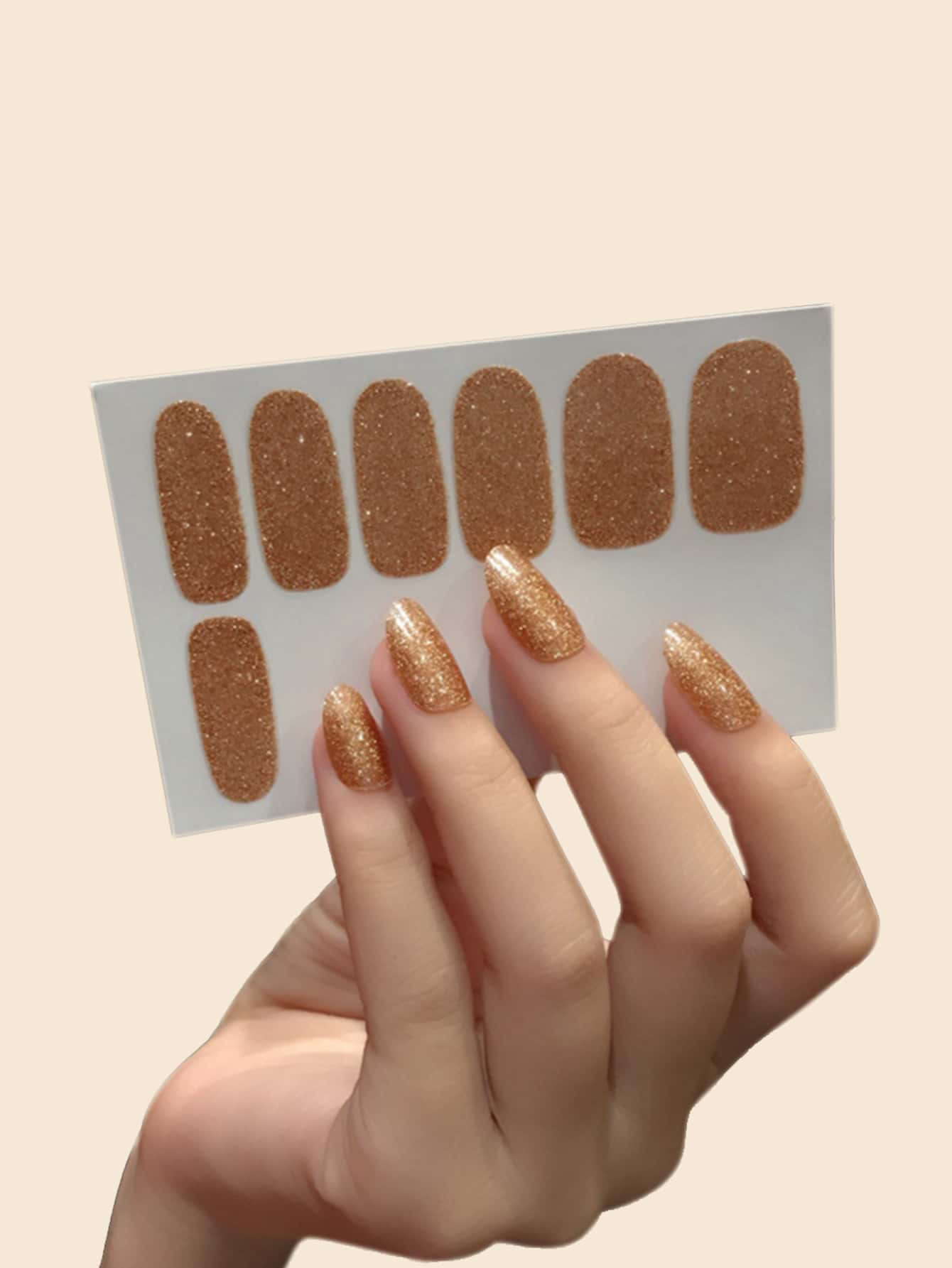 1 Hoja Pegatina De Uñas Brillante - Dorado - Ver 1