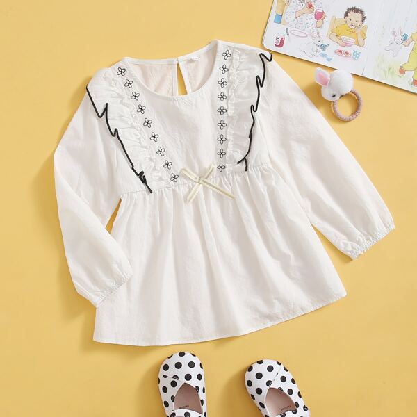 

Toddler Girls Ruffle Hem Peplum Blouse, White