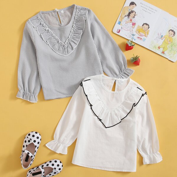 

Toddler Girls 2 Pack Flounce Sleeve Blouse, Multicolor