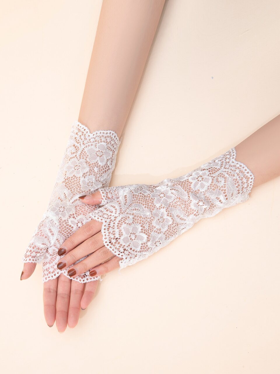 Flower Lace Open Finger Gloves Valentine's Day Valentines Autumn Accessories