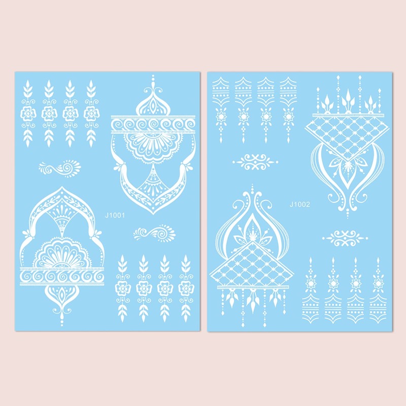 

1sheet Flower Pattern Tattoo Sticker, White