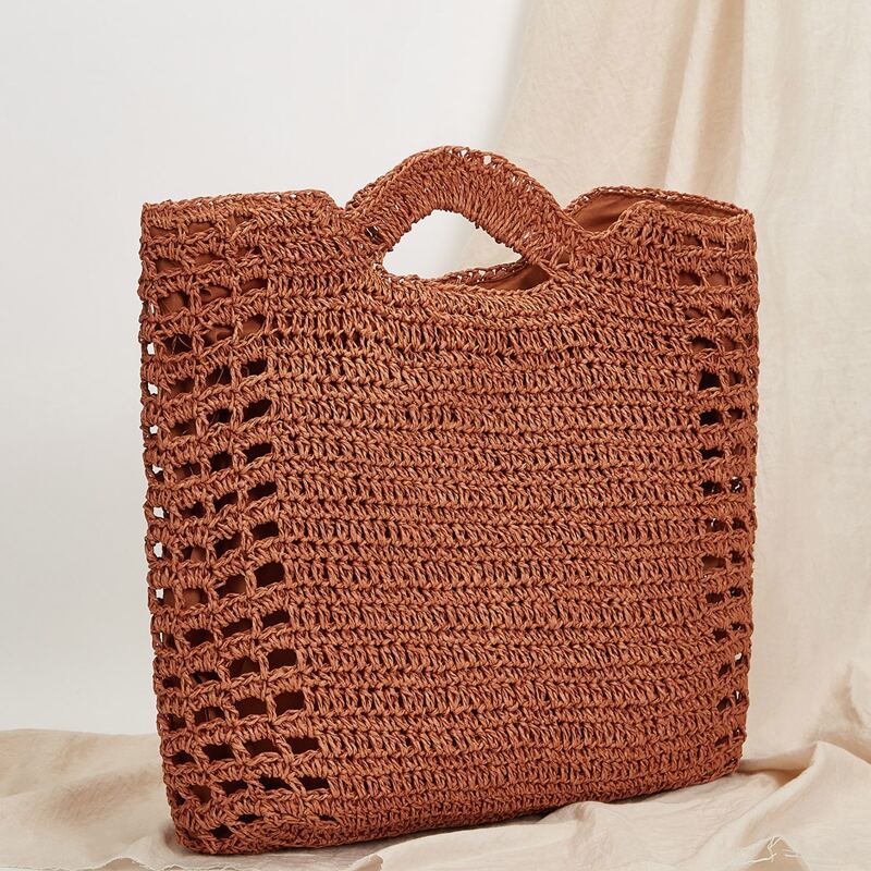 

Straw Tote Bag, Redwood