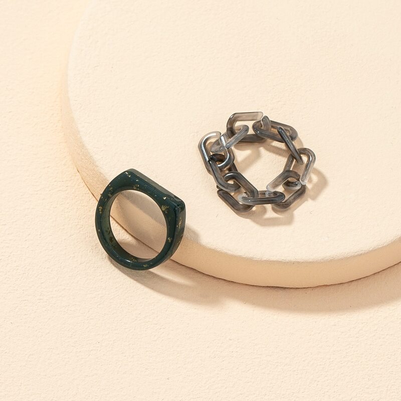 2pcs Chain Acrylic Ring, Multicolor