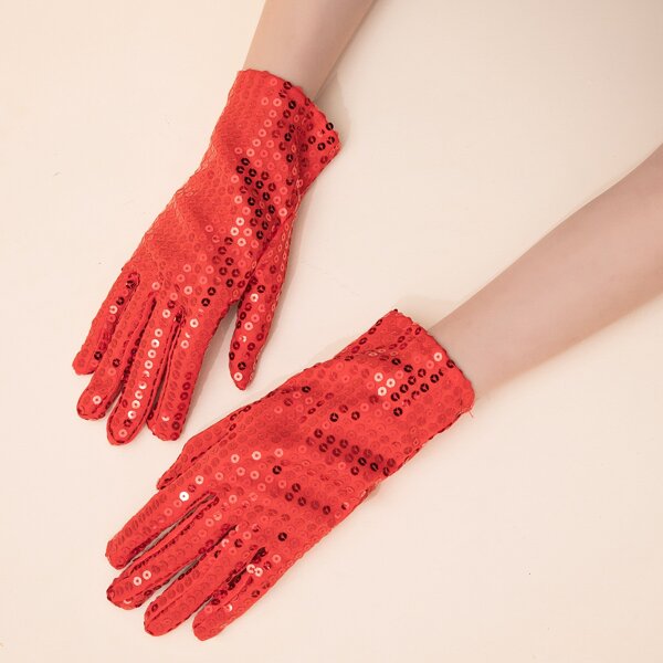

Sequins Decor Gloves, Red