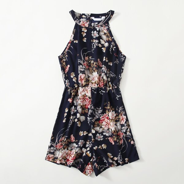

1pc Floral Print Romper, Multicolor